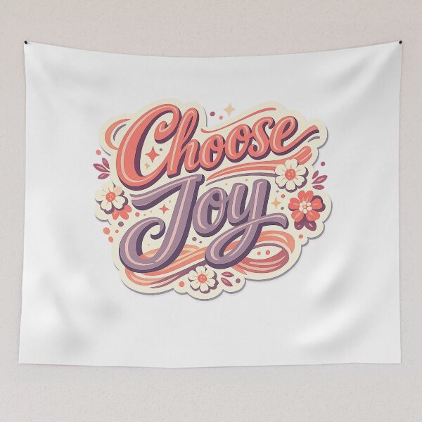 Item preview, Choose Joy Retro Floral Typography Positive Quote Art Design Print designed and sold by inkoutninja.