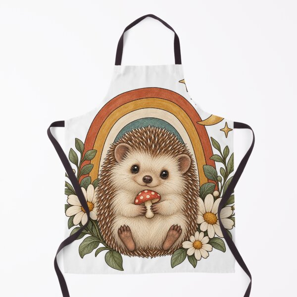 Item preview, Retro Celestial Hedgehog with Mushroom and Daisies designed and sold by Pixel & Ponder.