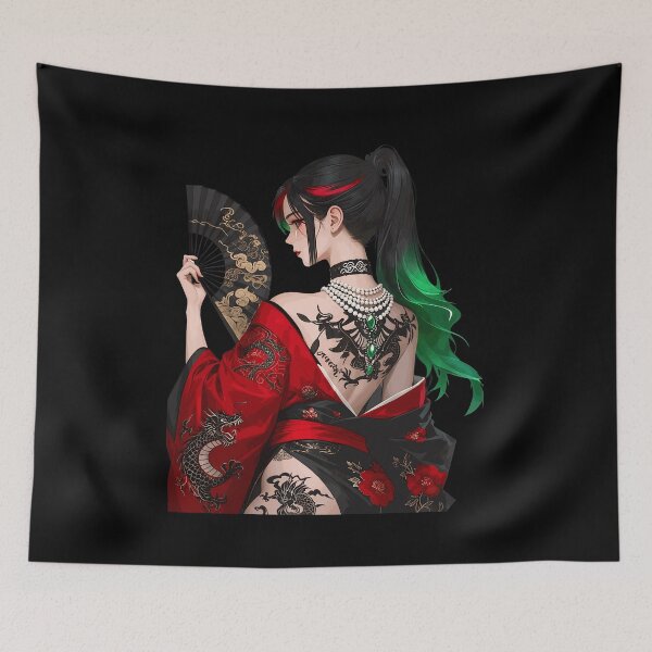 Item preview, Mysterious Anime Geisha Tattoo Kimono Art designed and sold by Demetre92.