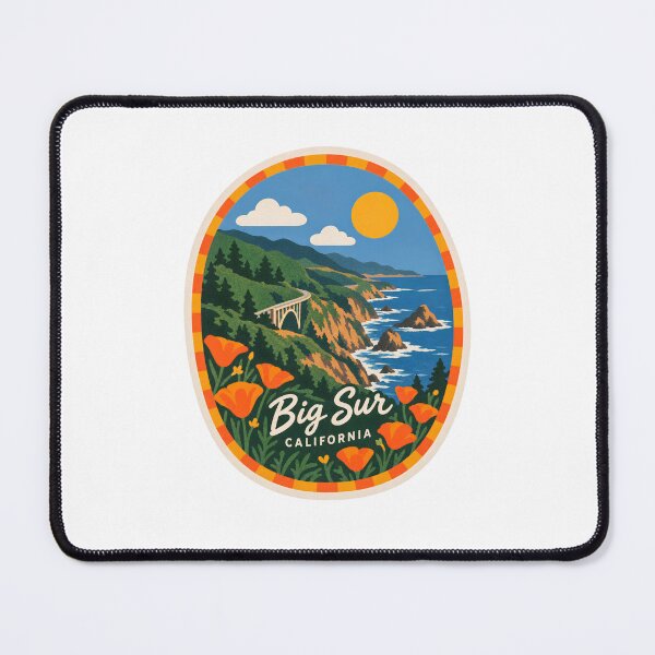 Item preview, Big Sur California Vintage Bixby Bridge Coastal Highway Poppy Art designed and sold by LittleArij.