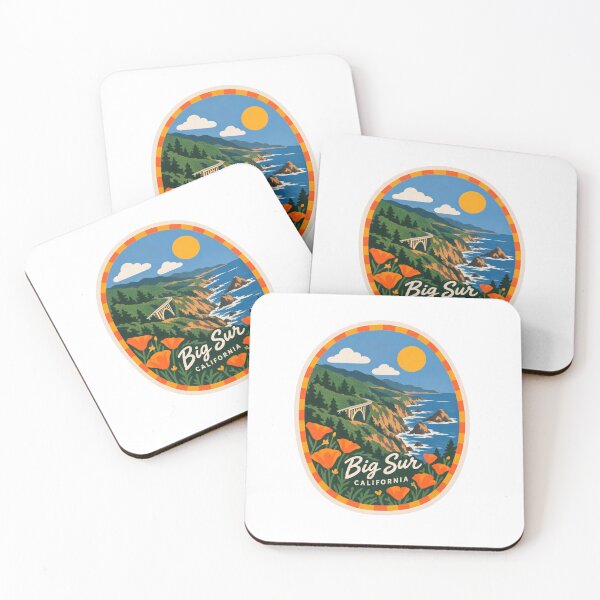 Item preview, Big Sur California Vintage Bixby Bridge Coastal Highway Poppy Art designed and sold by LittleArij.