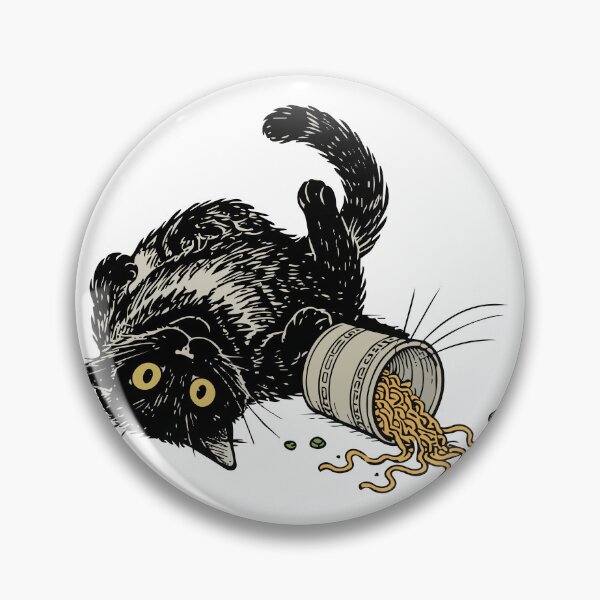 Item preview, Funny Black Cat Spilled Ramen Noodles designed and sold by awesome-loob.