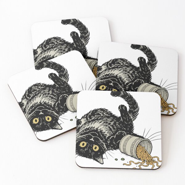 Item preview, Funny Black Cat Spilled Ramen Noodles designed and sold by awesome-loob.