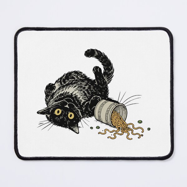 Item preview, Funny Black Cat Spilled Ramen Noodles designed and sold by awesome-loob.