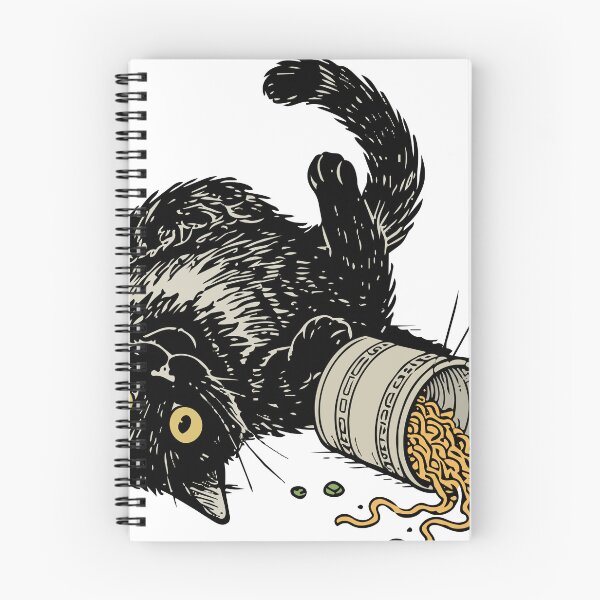 Item preview, Funny Black Cat Spilled Ramen Noodles designed and sold by awesome-loob.