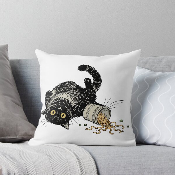 Item preview, Funny Black Cat Spilled Ramen Noodles designed and sold by awesome-loob.