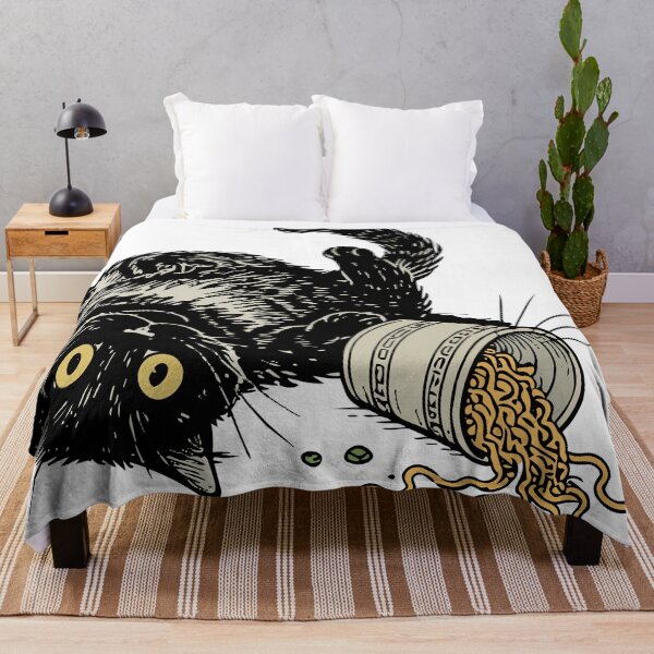 Item preview, Funny Black Cat Spilled Ramen Noodles designed and sold by awesome-loob.