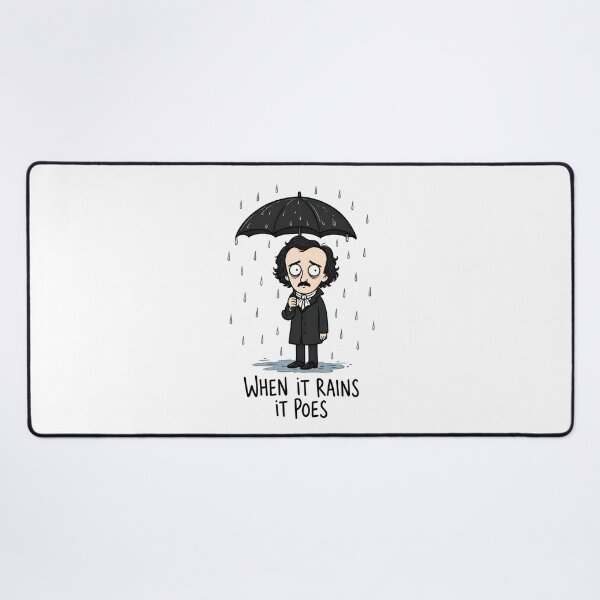 Item preview, When It Rains It Poes Edgar Allan Poe Funny Literary Cartoon designed and sold by ShirtWreck.