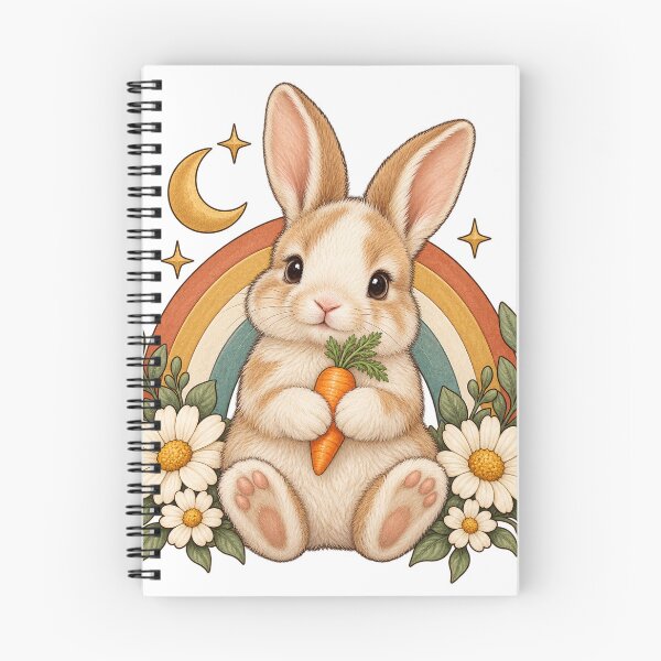 Item preview, Retro Celestial Bunny with Carrot and Daisies designed and sold by Pixel & Ponder.