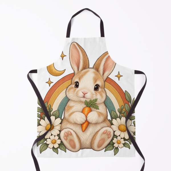 Item preview, Retro Celestial Bunny with Carrot and Daisies designed and sold by Pixel & Ponder.