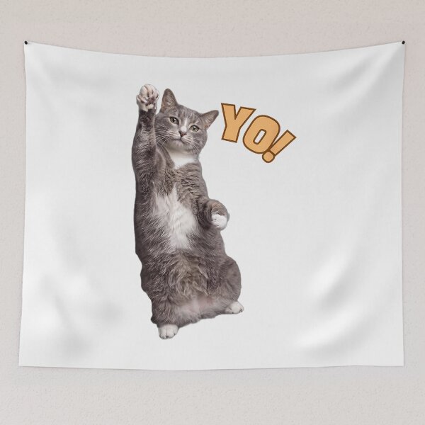 Item preview, Funny Standing Cat Waving Paw Saying Yo! for Kitty Lovers  designed and sold by MidzzSky.