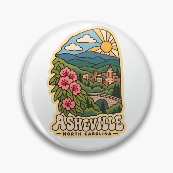 Item preview, Asheville North Carolina Vintage Blue Ridge Mountains Rhododendron Art designed and sold by LittleArij.