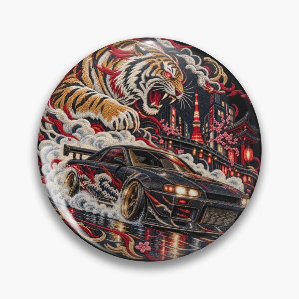 Item preview, Japanese Drift Car Tiger Embroidery – Tokyo Street Racing Artwork designed and sold by Emoji Emblems.