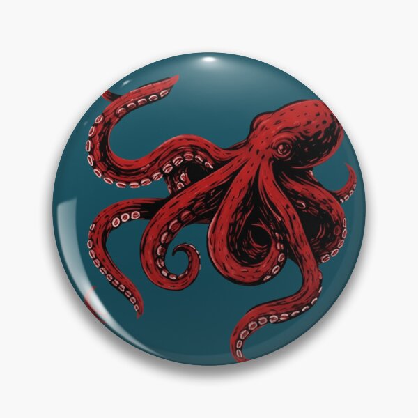 Item preview, Red Octopus Illustration T‑Shirt & Sticker – Bold Marine Life Art designed and sold by ZyxDes.