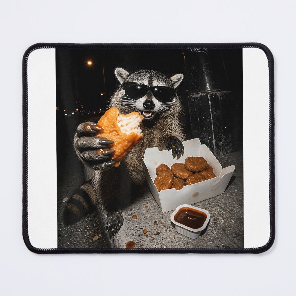 Item preview, Funny Raccoon Eating Chicken Nuggets Feral Women Nugs Food T-Shirt designed and sold by Djtahar15.