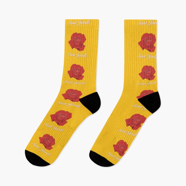 Item preview, Red red rose with the white text SANT JORDI (Saint George) to celebrate the day of the book and the rose on April 23rd designed and sold by Sock Garden.