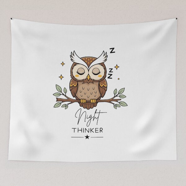 Item preview, Night Thinker Sleepy Owl Design designed and sold by FlareCraftStudio.