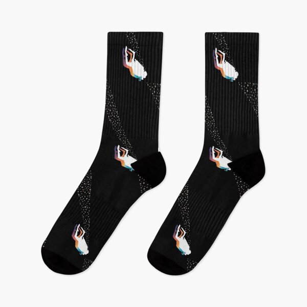 Item preview, Silhouette of a diver diving in the ocean designed and sold by Sock Garden.