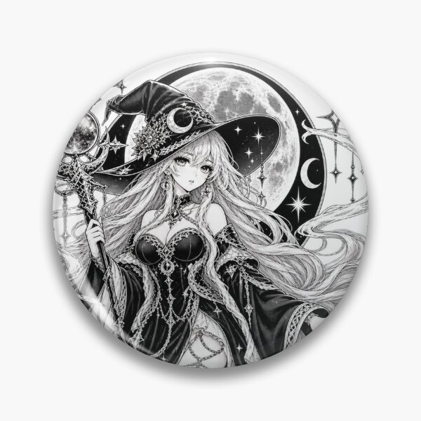 Item preview, Moonlit Sorceress – Gothic Celestial Manga Witch designed and sold by Kubbykat.