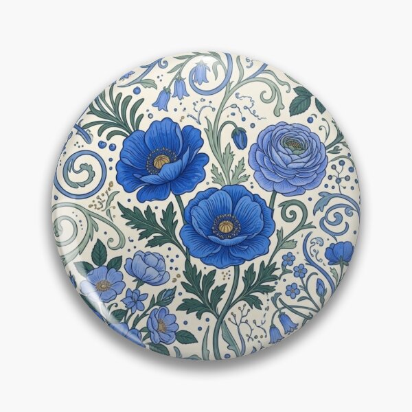 Item preview, Art Nouveau Blue Botanical Pattern designed and sold by ShivCraftStudio.