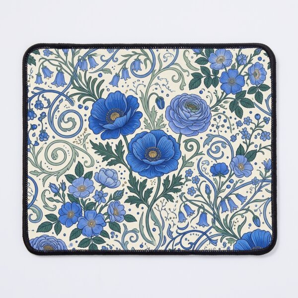 Item preview, Art Nouveau Blue Botanical Pattern designed and sold by ShivCraftStudio.
