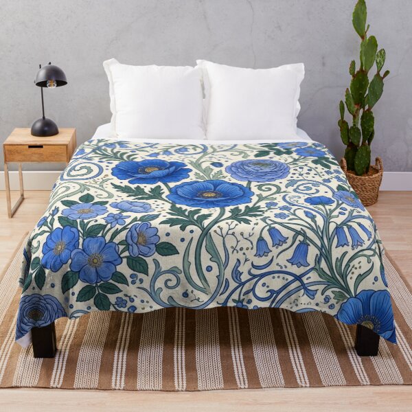 Item preview, Art Nouveau Blue Botanical Pattern designed and sold by ShivCraftStudio.