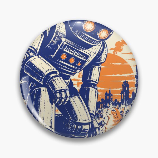 Item preview, The Last Small Friend Robot and Cat Artwork designed and sold by 89shirts.