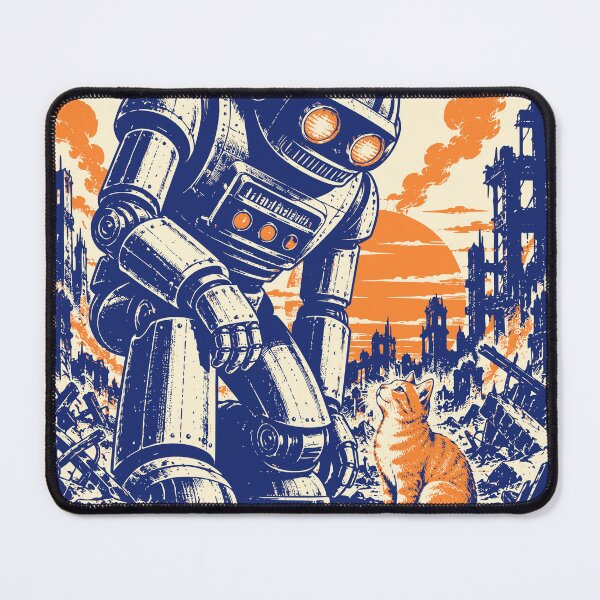 Item preview, The Last Small Friend Robot and Cat Artwork designed and sold by 89shirts.