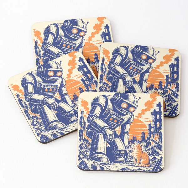Item preview, The Last Small Friend Robot and Cat Artwork designed and sold by 89shirts.