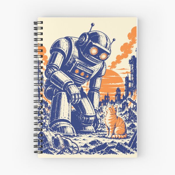 Item preview, The Last Small Friend Robot and Cat Artwork designed and sold by 89shirts.