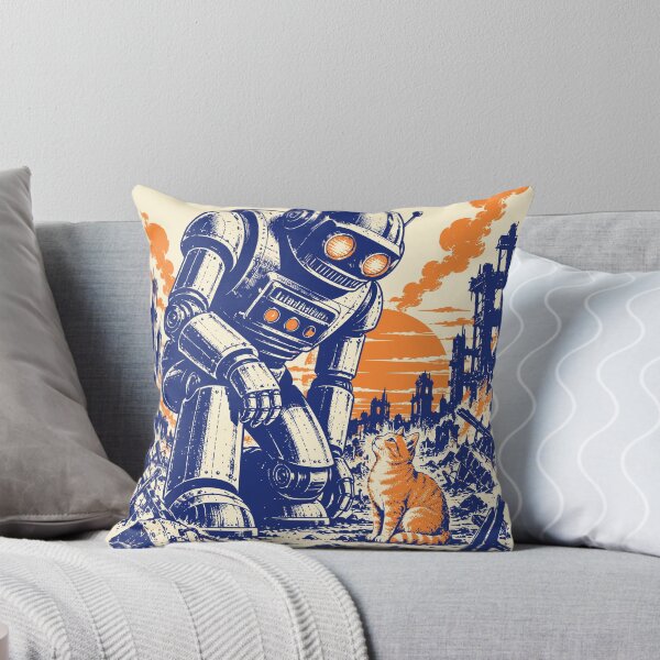 Item preview, The Last Small Friend Robot and Cat Artwork designed and sold by 89shirts.