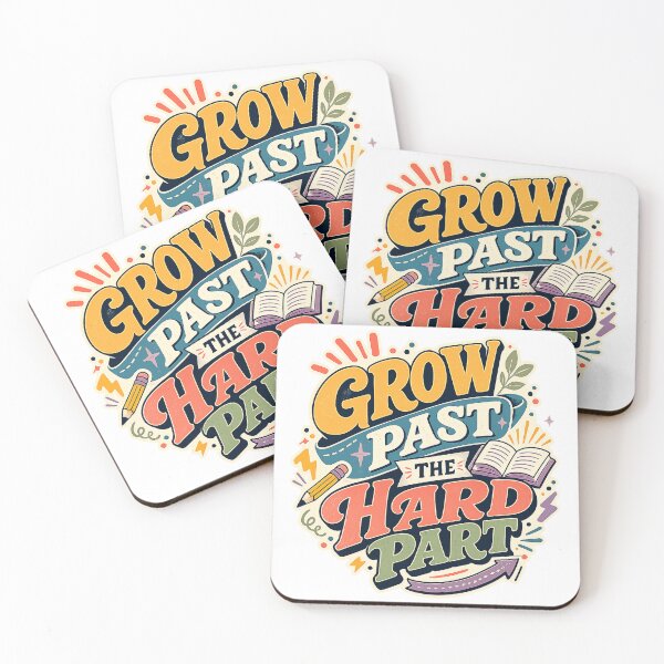 Item preview, Grow Past the Hard Part Motivational Learning Quote Retro School Art Design designed and sold by inkoutninja.
