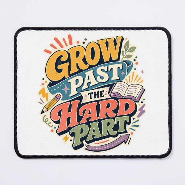 Item preview, Grow Past the Hard Part Motivational Learning Quote Retro School Art Design designed and sold by inkoutninja.
