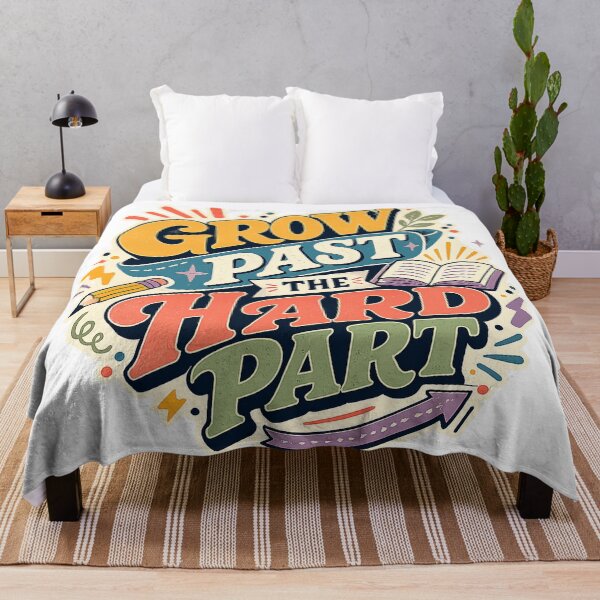 Item preview, Grow Past the Hard Part Motivational Learning Quote Retro School Art Design designed and sold by inkoutninja.