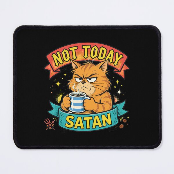 Item preview, Grumpy Coffee Cat Not Today Satan Art designed and sold by DAVIDCHELL.