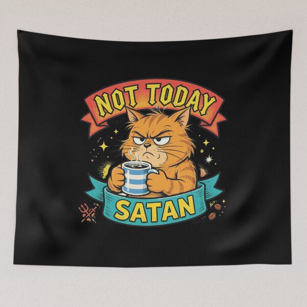 Item preview, Grumpy Coffee Cat Not Today Satan  Art designed and sold by DAVIDCHELL.