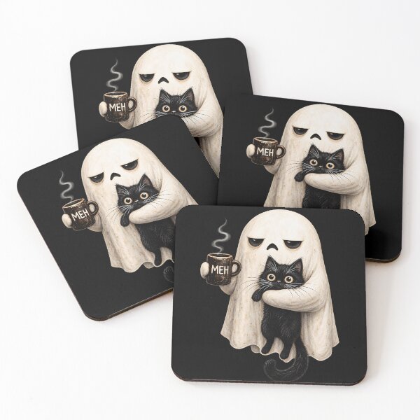 Item preview, Ghost Cat Spooky Black Cat Funny Halloween Coffee designed and sold by BURRITO-Blog.