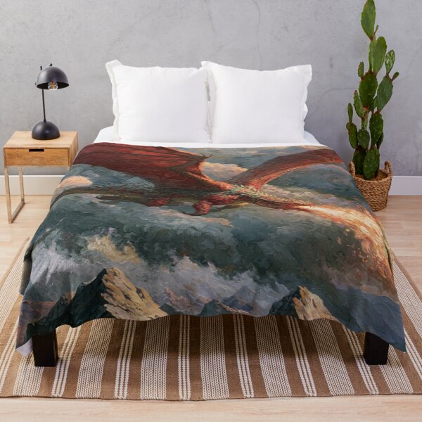 Item preview, A colossal Dragon soaring above jagged mountain peaks breathing streams of fire beneath storm-filled skies, Fantasy & Mythological Creatures designed and sold by CDC40.