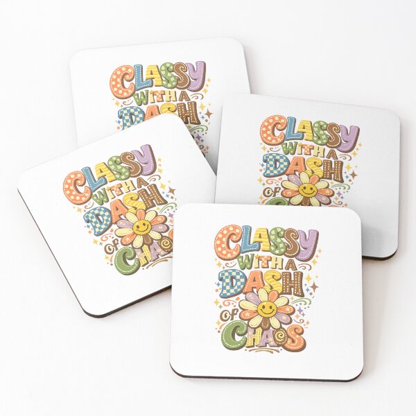Item preview, Classy With a Dash of Chaos Funny Retro Groovy Floral Quote Art Design designed and sold by inkoutninja.