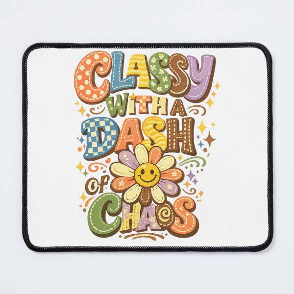 Item preview, Classy With a Dash of Chaos Funny Retro Groovy Floral Quote Art Design designed and sold by inkoutninja.