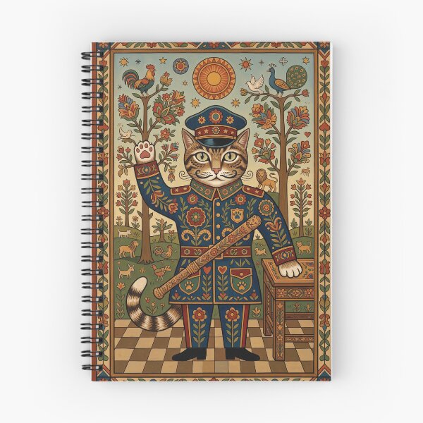 Item preview, The Feline Constable: Naïve Folk Art Cat Officer Print designed and sold by FreiherrPK.