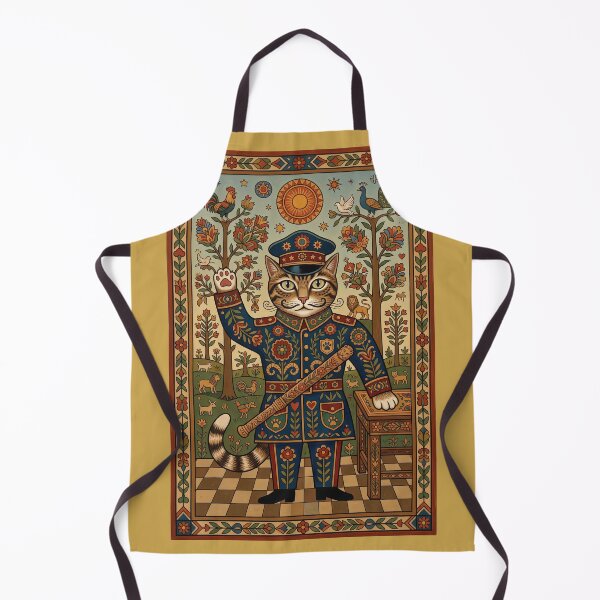 Item preview, The Feline Constable: Naïve Folk Art Cat Officer Print designed and sold by FreiherrPK.