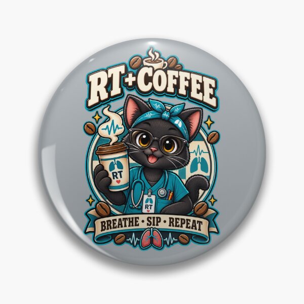Item preview, RT Coffee Cat Respiratory Therapist Breathe Sip Repeat designed and sold by ClinicalHubs.