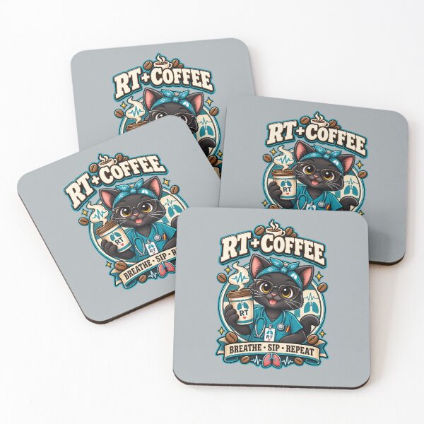 Item preview, RT Coffee Cat Respiratory Therapist Breathe Sip Repeat designed and sold by ClinicalHubs.