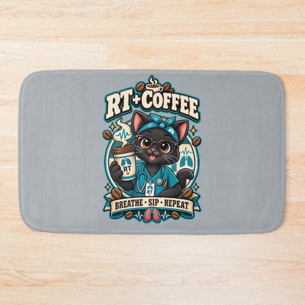 Item preview, RT Coffee Cat Respiratory Therapist Breathe Sip Repeat designed and sold by ClinicalHubs.