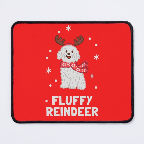 Item preview, White Poodle Dog wearing Christmas Reindeer Antlers designed and sold by monkik.