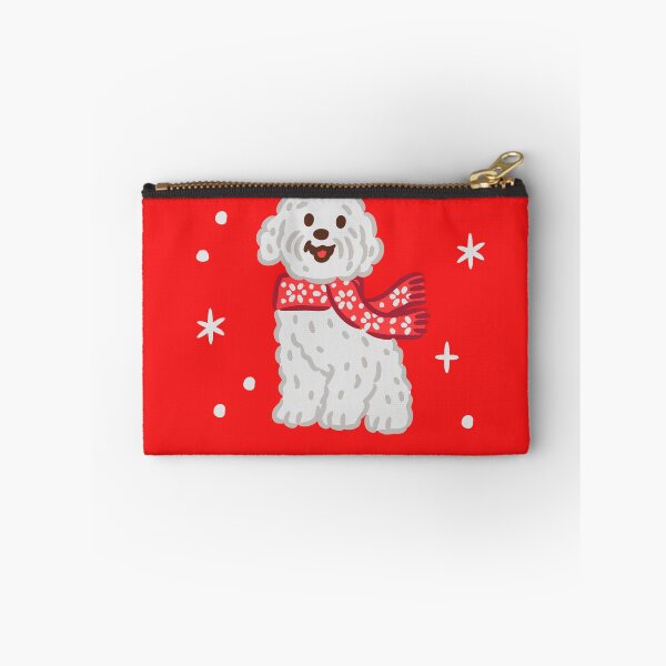 Item preview, White Poodle Dog wearing Christmas Reindeer Antlers designed and sold by monkik.