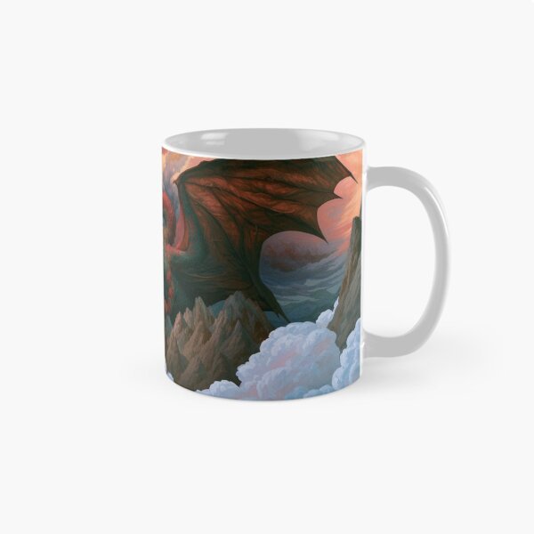 Item preview, A colossal Dragon soaring above jagged mountain peaks breathing streams of fire beneath storm-filled skies, Fantasy & Mythological Creatures designed and sold by CDC40.