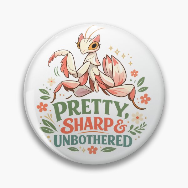 Item preview, Pretty Sharp and Unbothered Praying Mantis Funny Floral Retro Art Design designed and sold by inkoutninja.