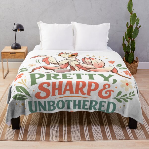 Item preview, Pretty Sharp and Unbothered Praying Mantis Funny Floral Retro Art Design designed and sold by inkoutninja.